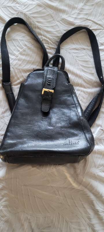 Hexagona ekta leðurbakpoki/taska