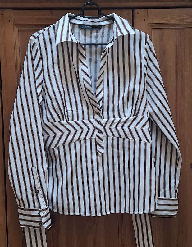Brown and white blouse ZARA BASIC XL