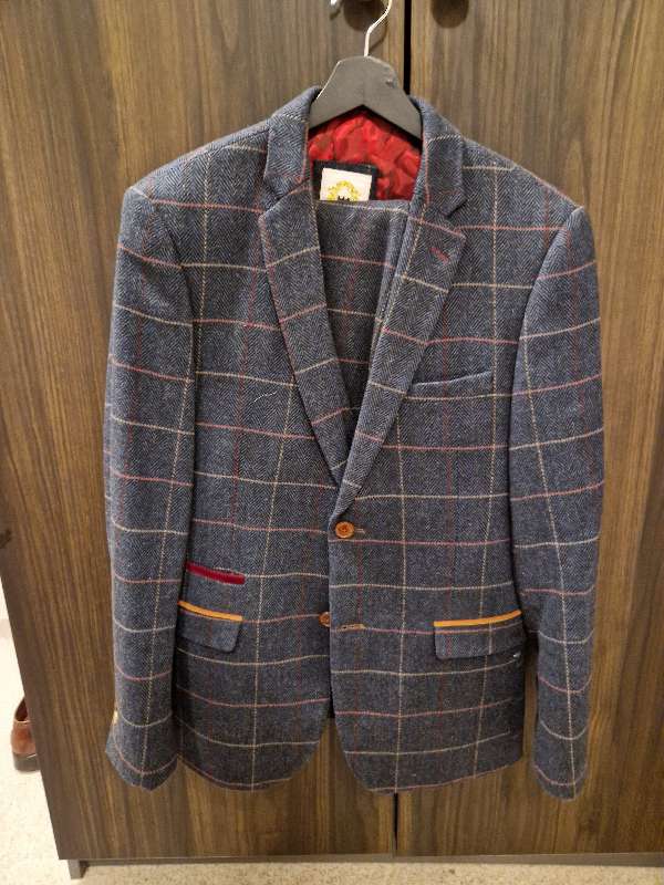 Vintage - Tweed Jakkaföt með vesti