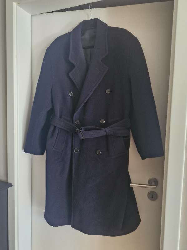 BOSS ullarfrakki navy blár