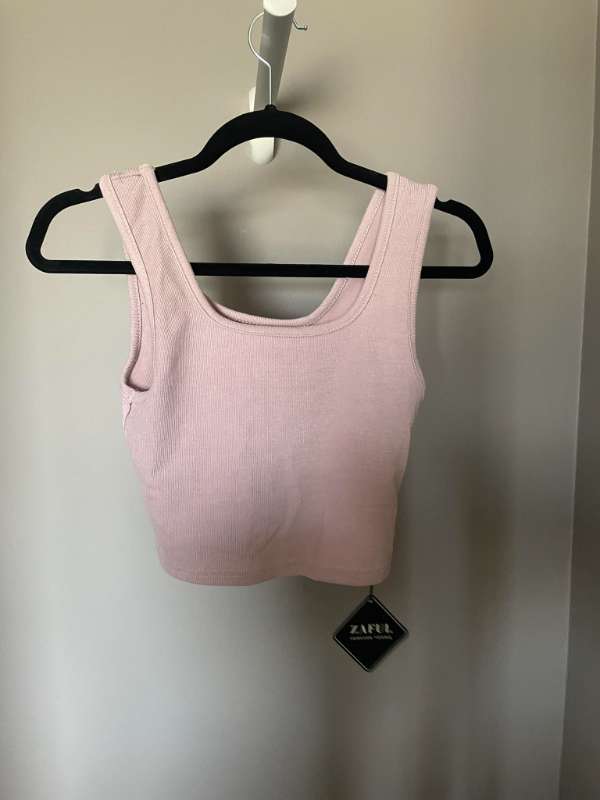 Bleikur crop top hlýrabolur