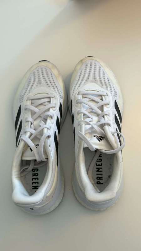 Adidas innanhússkór, hvítir og svartir