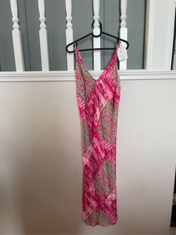 Bleikur strap kjóll rayon/viscosa