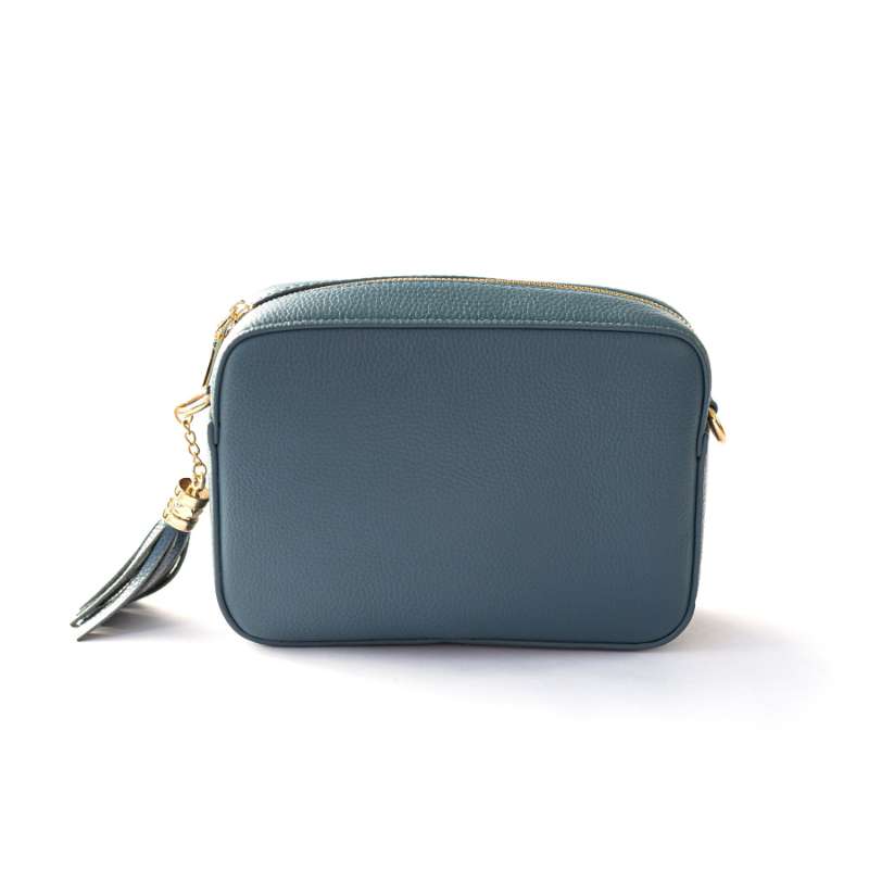 Pompom leðurveski blátt
