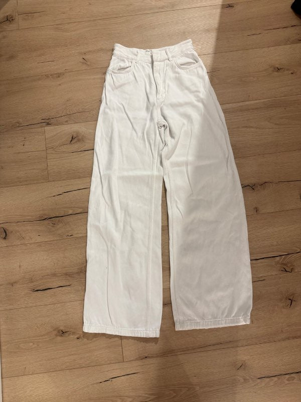Zara hvítar gallabuxur 34