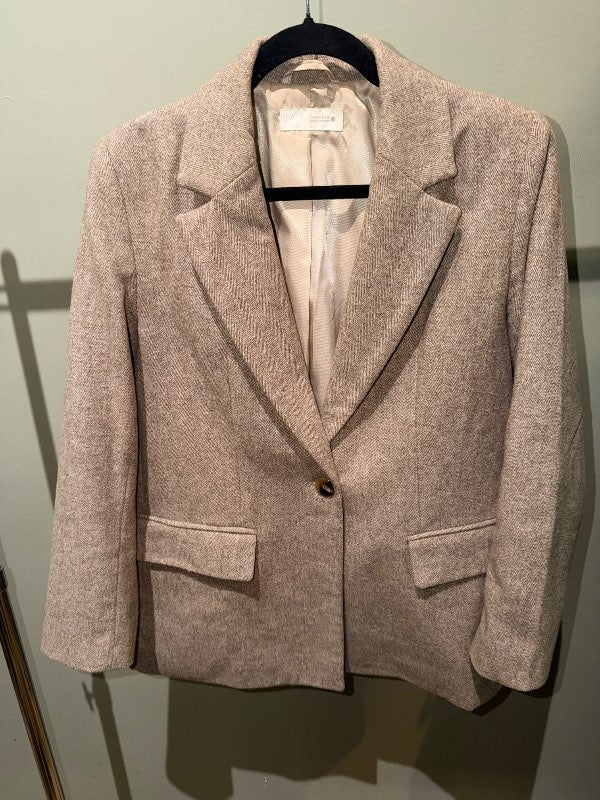 Zara ljósbrúnn ullar blazer