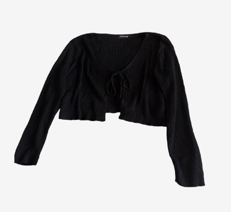 Svört cropped opin cardigan
