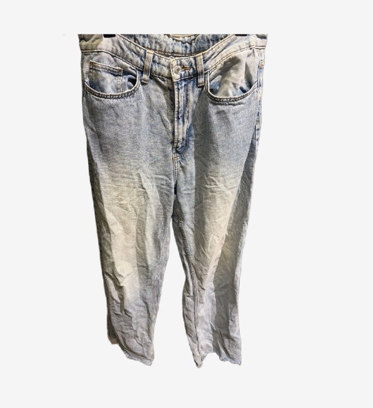 Ljósbláar high waisted wide gallabuxur