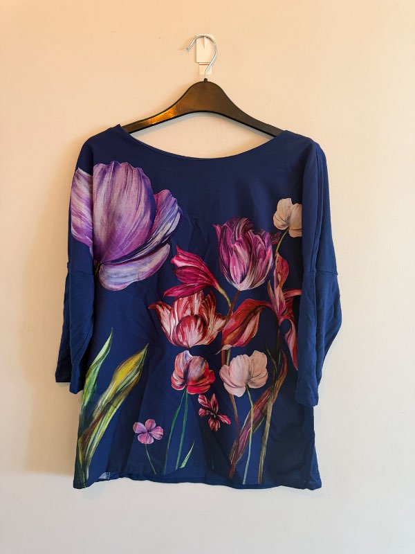 Zara blússa blá blómamynstur
