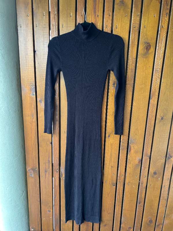 Knit kjóll síður svartur