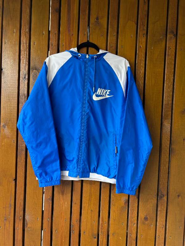 Vintage Nike Reversible Jakki blár/hvítur