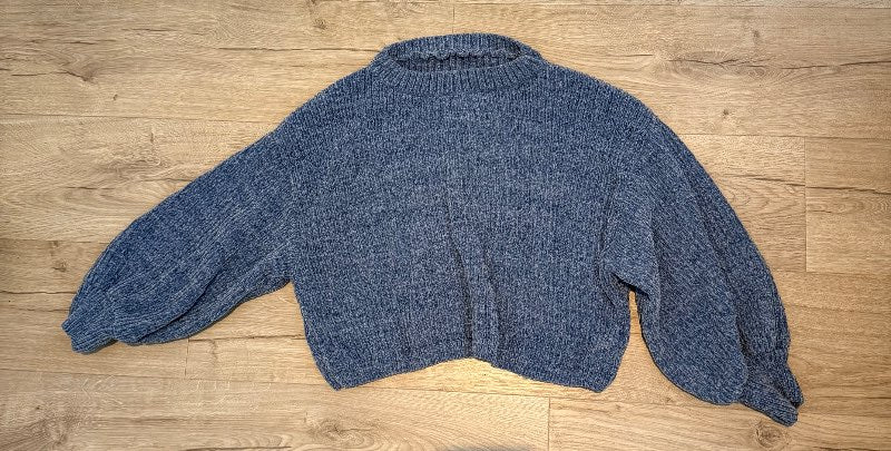 Blá cropped cozy peysa