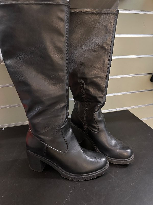 Boots leður uppháir hælar