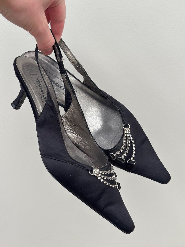 Vintage kitten heels hælaskór Tamaris svartir