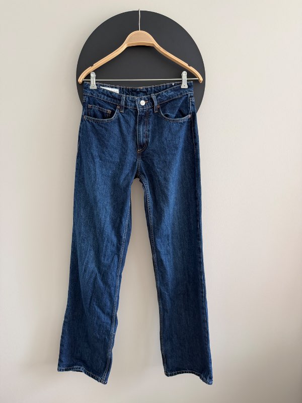 Zara dökkbláar gallabuxur 38