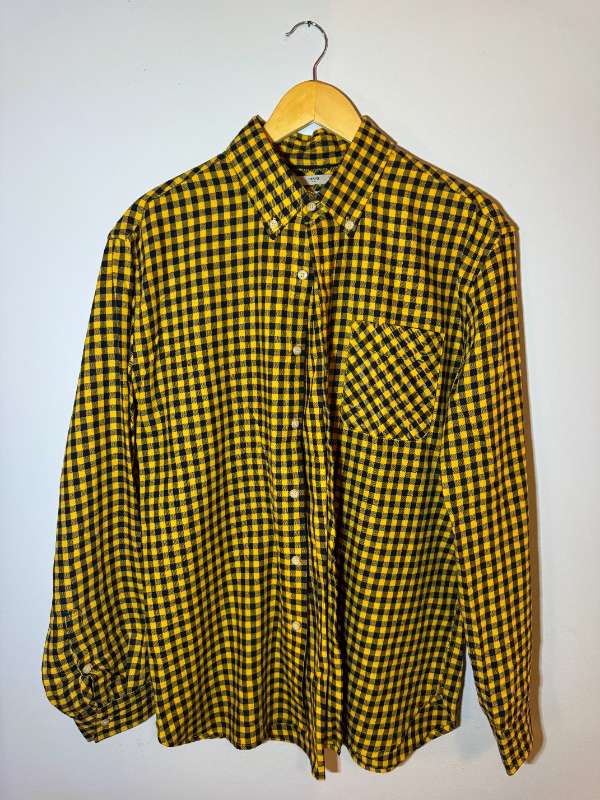 Mango koflótt skyrta gul/svört