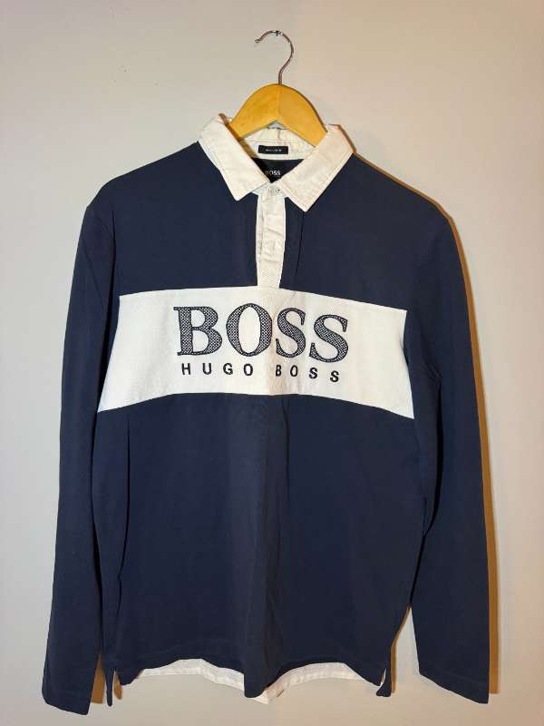 BOSS síðerma bolur blár