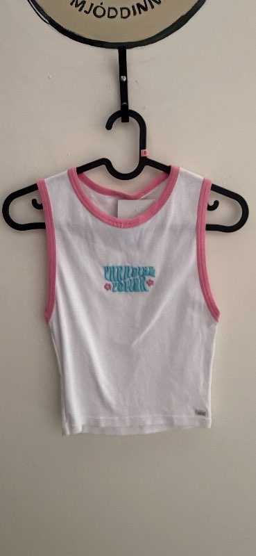 Hvítur og bleikur tank top