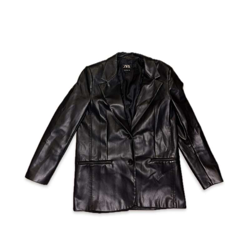 Svartur Zara Pleður Blazer