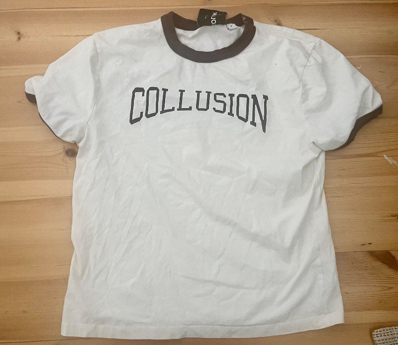 Collusion - stuttermabolur - hvítur/brúnn