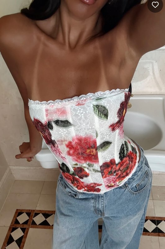 White fox floral corset