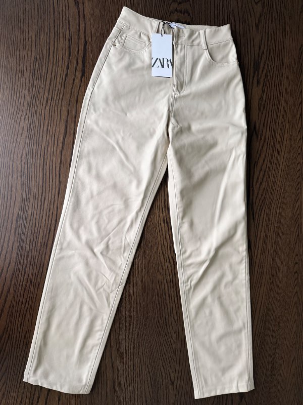 Zara leðurbuxur beige