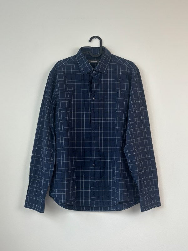 Dressmann dökkblá, köflótt skyrta