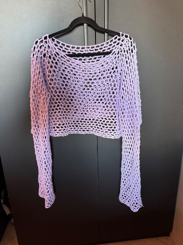 Fjólubláar heklaðar ermar