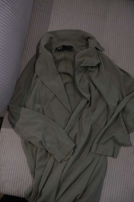 Ljósgrænn síður trench coat jakki zara