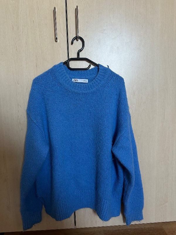 Blá zara knit peysa