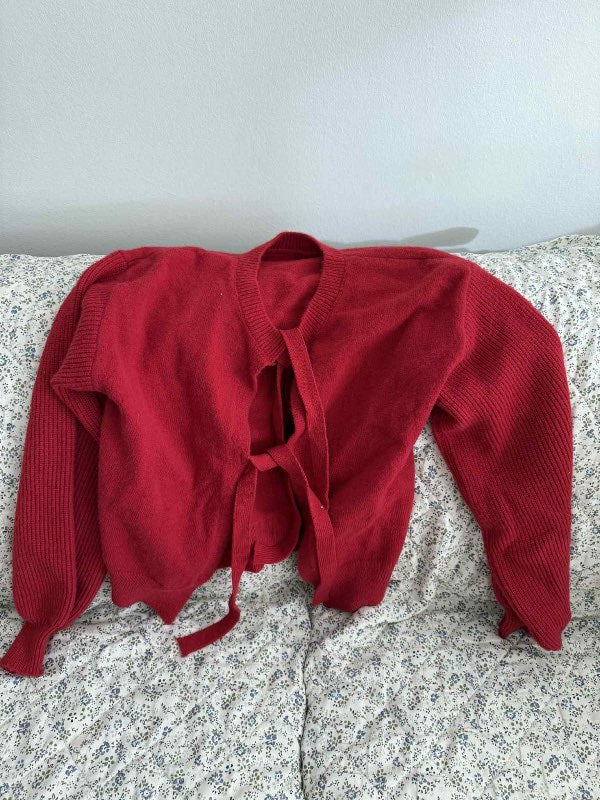 Red cardigan