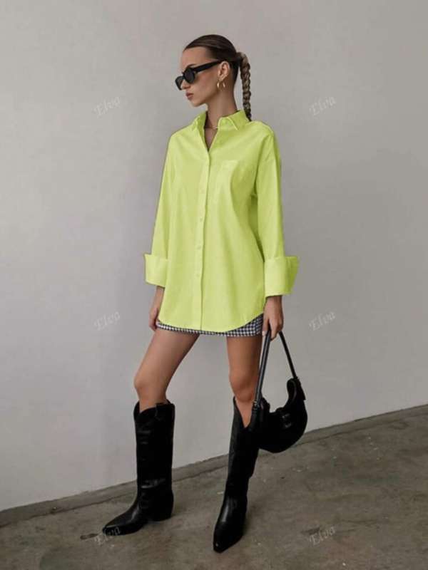 Skyrta, neon lime græn, ónotuð