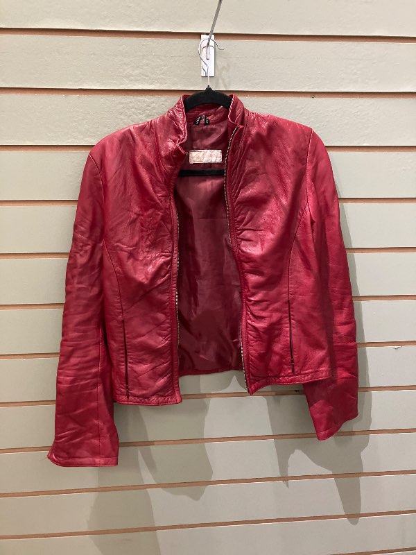 vintage rauður leðurjakki