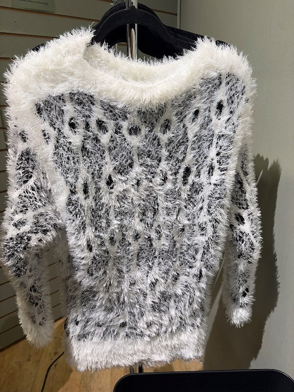 Vintage prjónuð peysa hvít