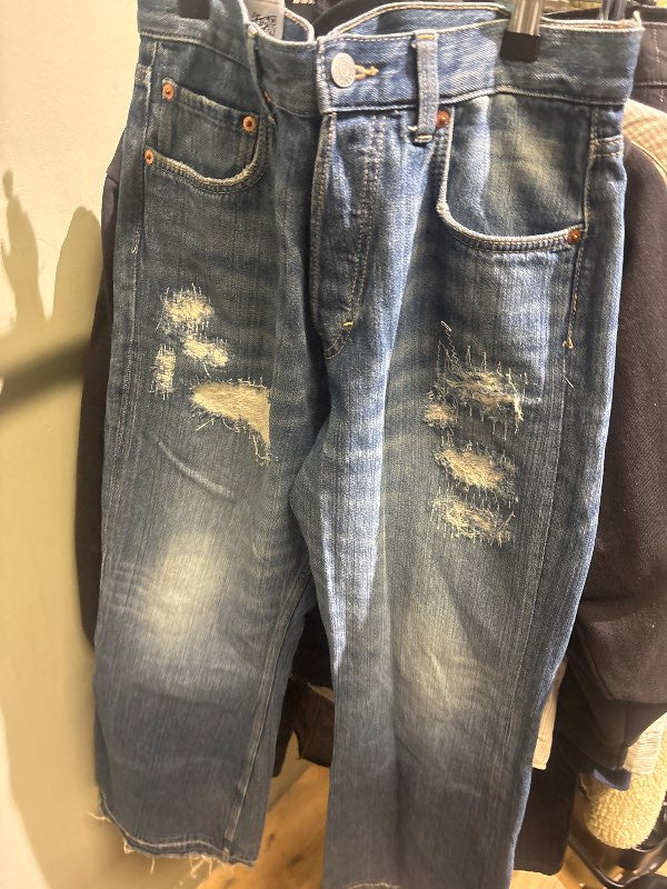 Distressed flare jeans