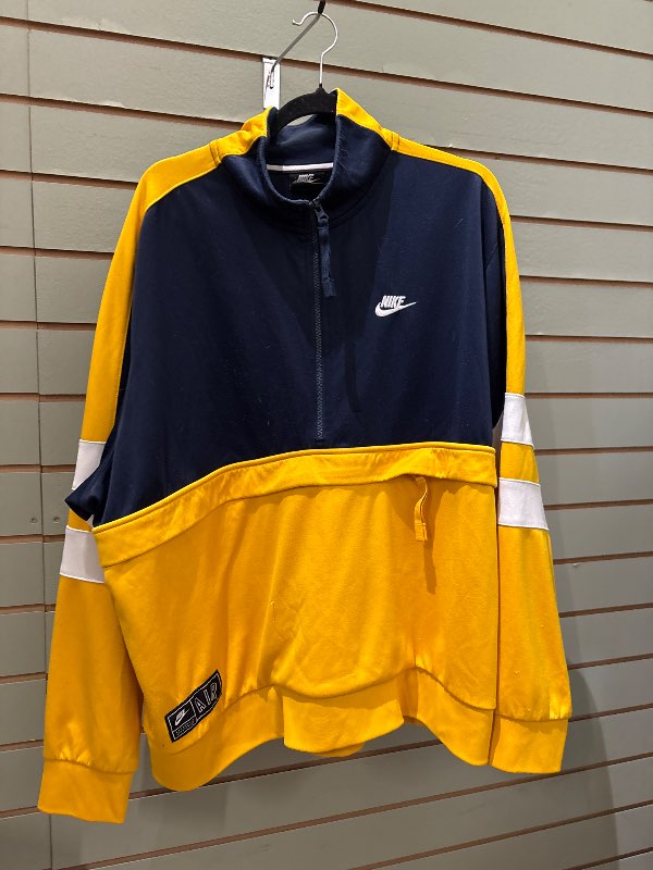 Nike hálf rennd peysa gul og dökk blá