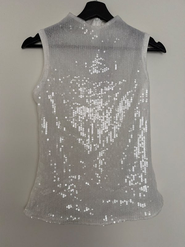 MISSGUIDED pallíettubolur hvítur