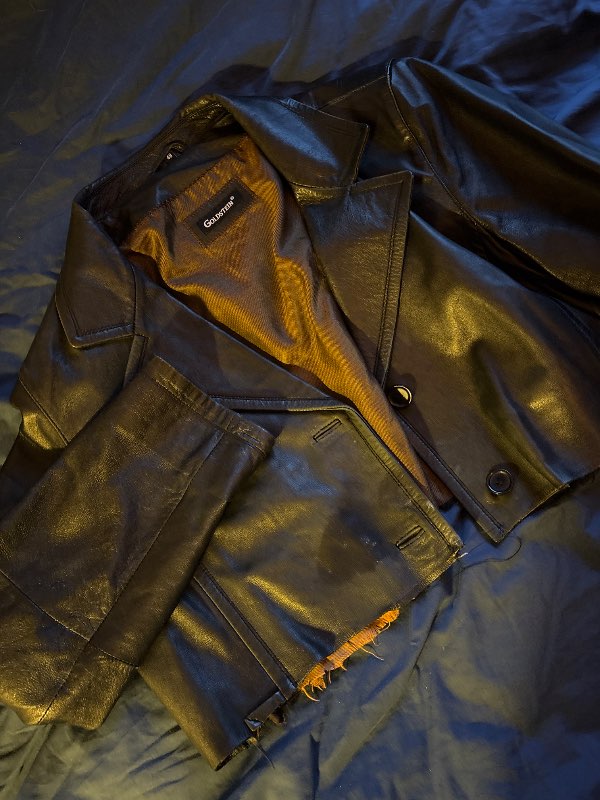 Vintage cropped leðurjakki