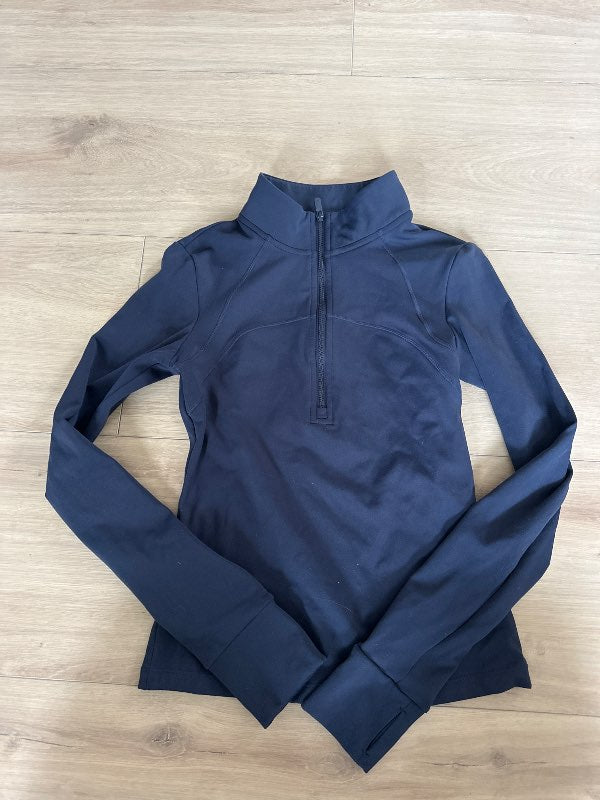 Half zip blá peysa