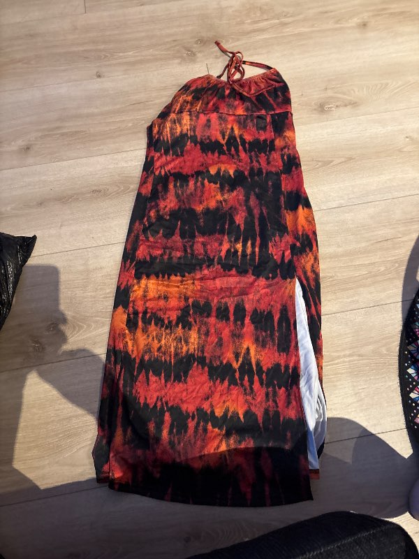 Síður kjóll með klauf hippa