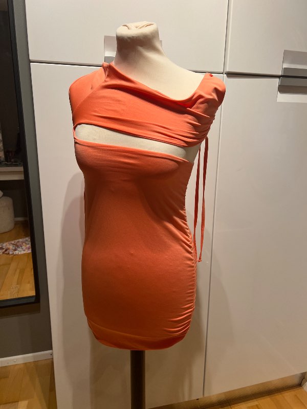 One shoulder Bodycon kjóll orange