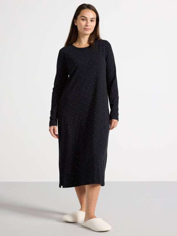 Nýr Lindex svartur náttkjóll bómull