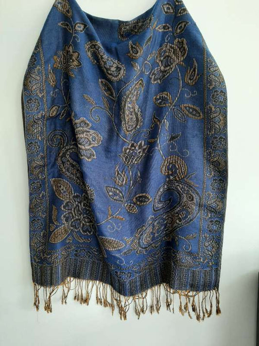 brún/blá pashmina