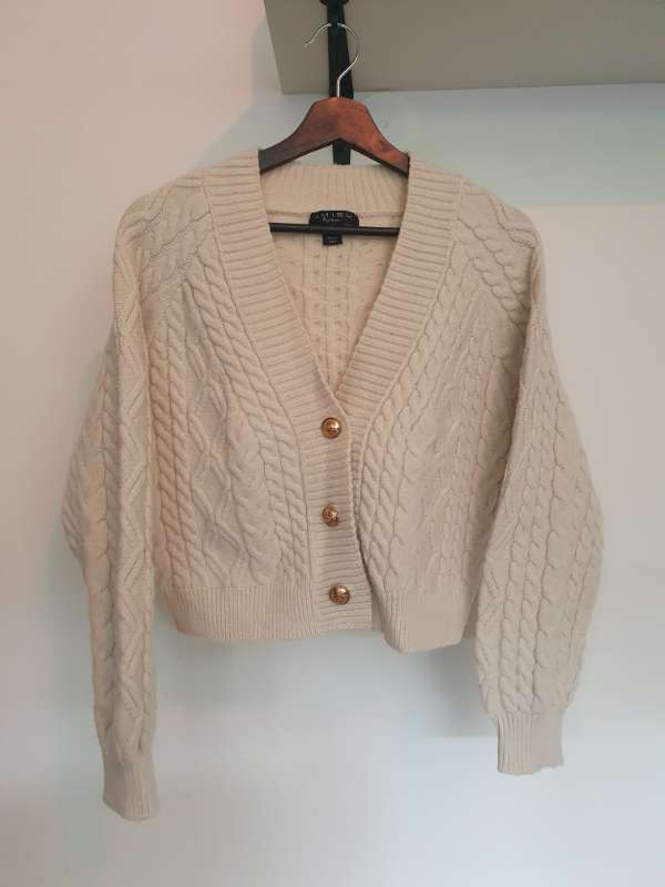 Kaðlapeysa beige m/gull