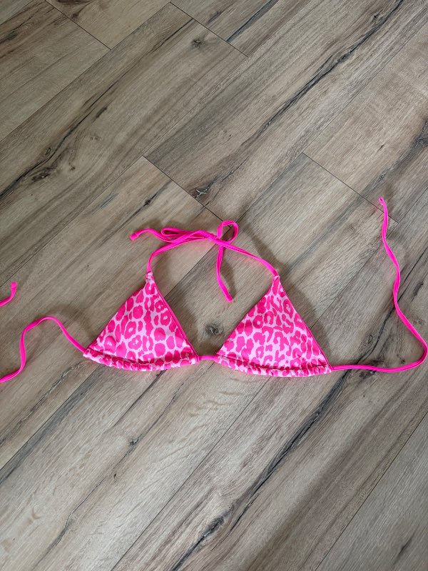 Sætur HotPink Leopard Bikini Toppur👙