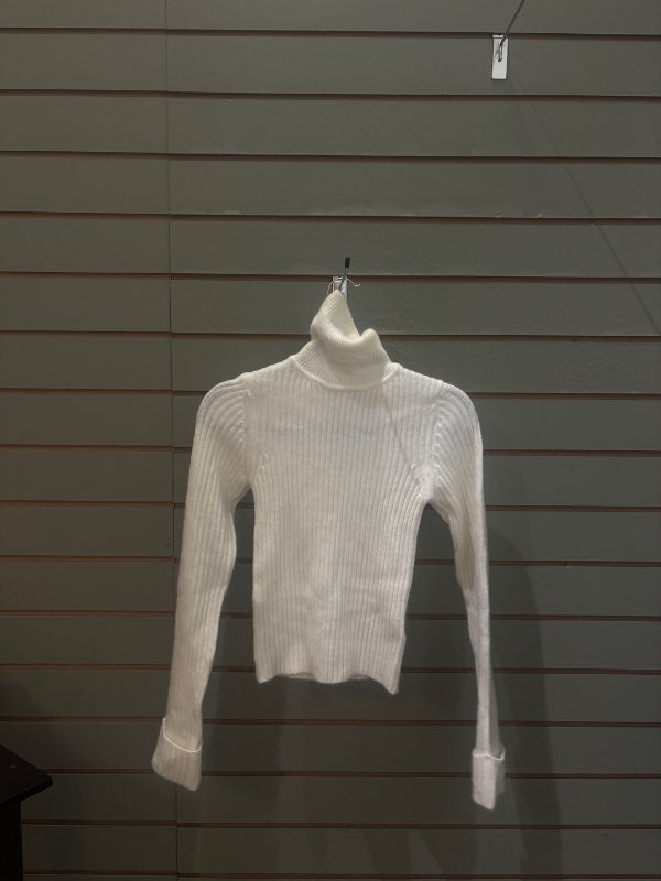 Hvít turtle neck prjóna peysa