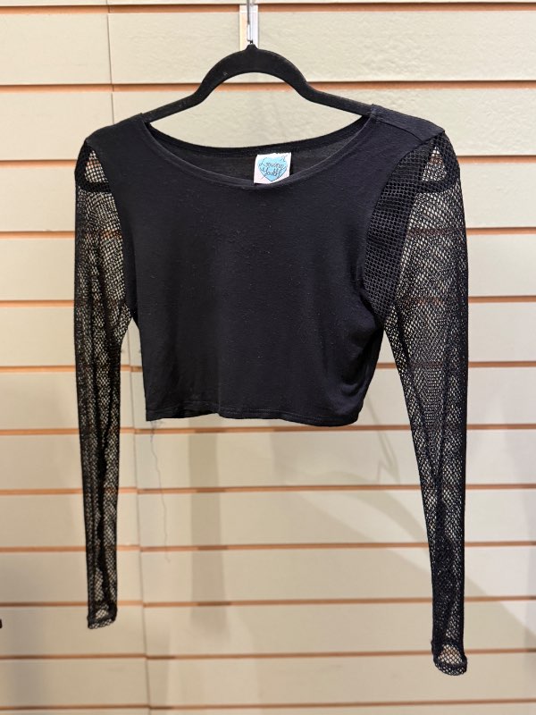 Blue rinse Black fishnet crop top