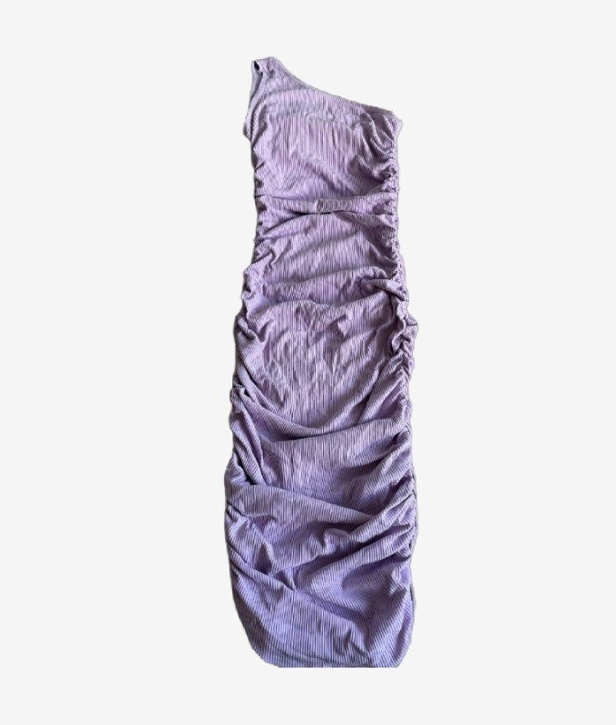 Ljósfjólublár one shoulder kjóll