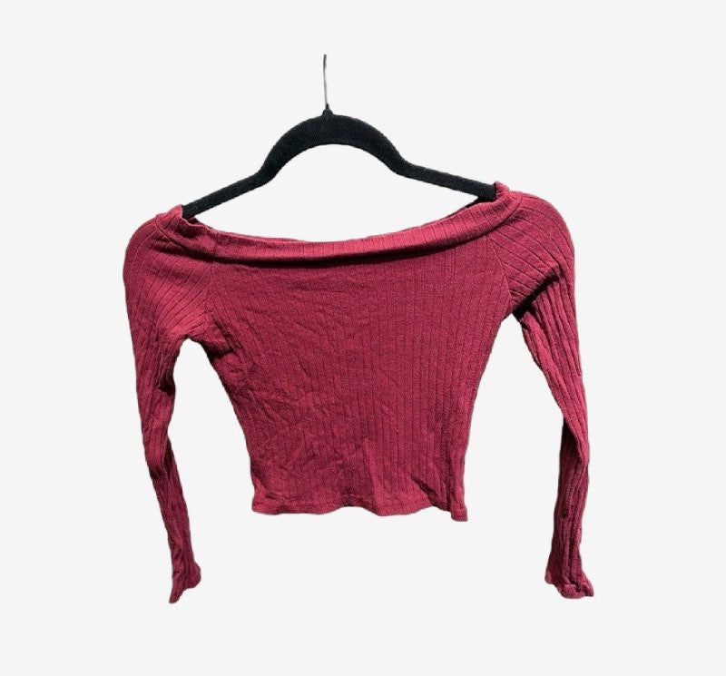 Vínrauður off the shoulder síðerma bolur