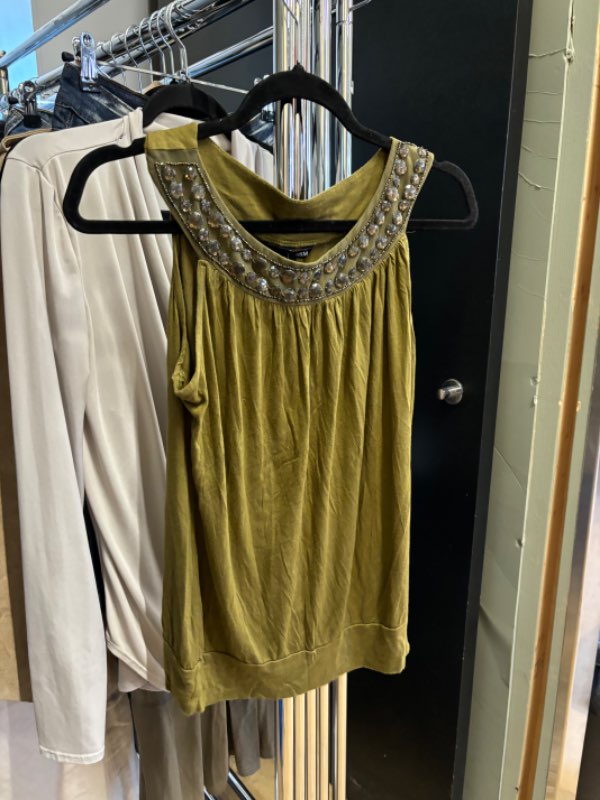 H&M grænn toppur st S